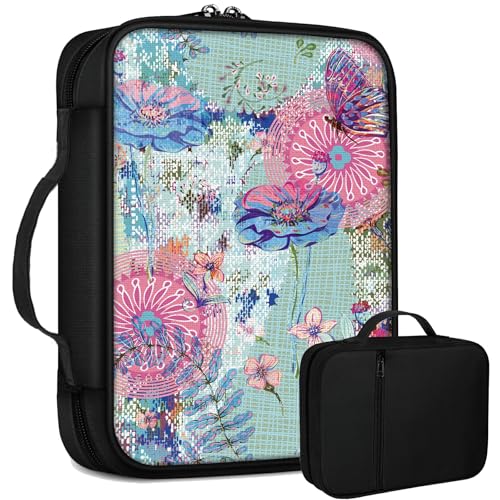 Dekorative Bibeltasche mit Blumenmuster, groß, für Damen und Herren, multifunktionale Kirchentasche, Bibelschutz mit Griff, Reißverschlusstasche, christliches Geschenk, Bibelstudium von BWEGRHE