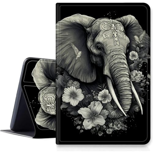 Dekorative Elefanten-Schutzhülle für iPad Air 27,9 cm (11 Zoll) 2024 M2, stoßfest, PU-Leder, klappbar, verstellbarer Ständer, mit automatischer Sleep/Wake-Funktion, für iPad Air 2024 Air M2 von BWEGRHE