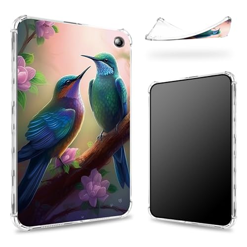 Entworfen für Kindle Fire HD 10 & HD 10 Plus (11. Generation, 2021 Release) 10,1 Zoll Hülle, transparente Rückseite mit Kolibris Sakura, schlanker, weicher TPU-Eckenschutz, stoßfeste von BWEGRHE