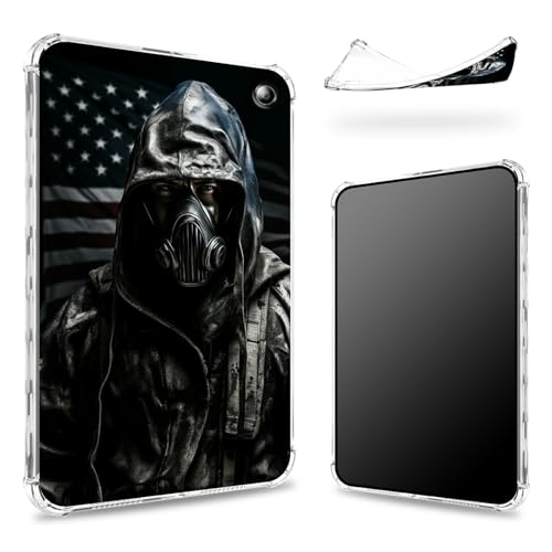 Entworfen für Kindle Fire HD 10 & HD 10 Plus (11. Generation, Version 2021), transparente Rückseite mit Biohazard-Krieger-Flagge, schlanker, weicher TPU-Eckenschutz, stoßfeste Stoßfängerabdeckung von BWEGRHE