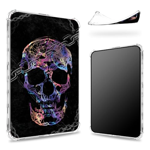 Entworfen für Kindle Paperwhite 12. Generation 2024 (17,8 cm) und Kindle Colorsoft Signature Edition 17,8 cm (7 Zoll), transparente Rückseite mit Schäkel-Schädel, schlanke, weiche TPU-Eckenschutz von BWEGRHE
