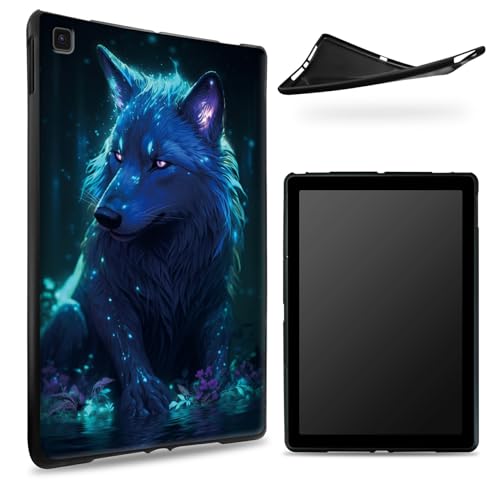 Entworfen für Samsung Galaxy Tab A7 10,4 Zoll 2020 (SM-T500/T505/T507), matte TPU-Gummi-Rückseite mit kosmischem Wolf, schlanke, weiche Silikon-Schutzhülle von BWEGRHE