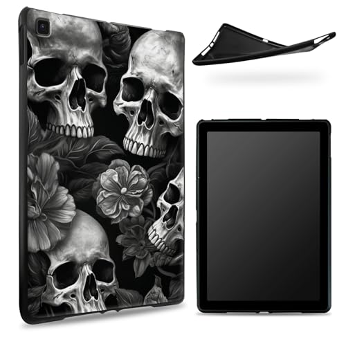 Entworfen für Samsung Galaxy Tab A7 26,4 cm (10,4 Zoll) 2020 (SM-T500/T505/T507), matte TPU-Gummi-Rückseite mit Totenkopf, dunkel, schmal, Gummi, weiches Silikon, stoßfeste Schutzhülle von BWEGRHE