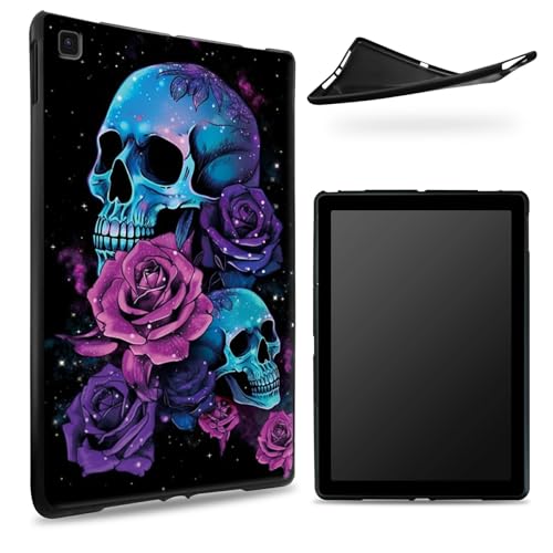 Entworfen für Samsung Galaxy Tab A7 Lite 8,7 Zoll 2021 (SM-T225/T220/T227), matte TPU-Gummi-Rückseite mit neonfarbenem Zuckerschädel, schlanke, weiche Silikon-Schutzhülle, stoßfest von BWEGRHE