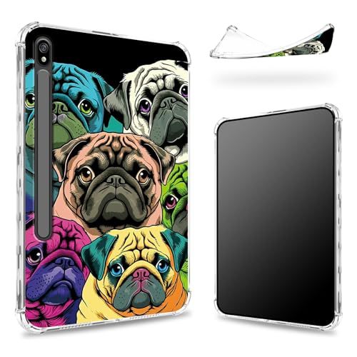 Entworfen für Samsung Galaxy Tab S8 Plus 2022/S7 FE 2021/S7 Plus 2020 12,5 Zoll Hülle mit S-Stifthalter, transparente Rückseite mit farbigen Möpsen, schlanke, weiche TPU-Stoßdämpferabdeckung Entworfen für Samsung Galaxy Tab S8 Plus 2022/S7 FE 2021/S7 Plus 2020 12,5 Zoll Hülle mit S-Stifthalter, transparente Rückseite mit farbigen Möpsen, schlanke, weiche TPU-Stoßdämpferabdeckung von BWEGRHE