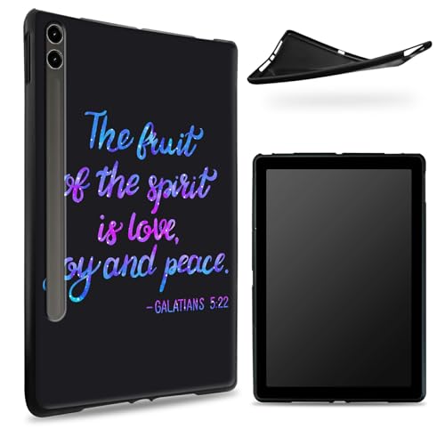Entworfen für Samsung Galaxy Tab S8 Plus 2022 / S7 FE 2021 / S7 Plus 2020 12,5 Zoll (31,5 cm), matte TPU-Gummi-Rückseite mit Bibelvers, schlanke Gummi-Schutzhülle aus weichem Silikon mit S-Stifthalter von BWEGRHE
