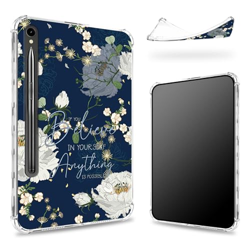 Entworfen für Samsung Galaxy Tab S9 FE 5G 11 Zoll 2023 Hülle mit S-Stifthalter, transparente Rückseite mit Bibelzitaten und Blumen, schlanke, weiche TPU-Stoßdämpferabdeckung Entworfen für Samsung Galaxy Tab S9 FE 5G 11 Zoll 2023 Hülle mit S-Stifthalter, transparente Rückseite mit Bibelzitaten und Blumen, schlanke, weiche TPU-Stoßdämpferabdeckung von BWEGRHE