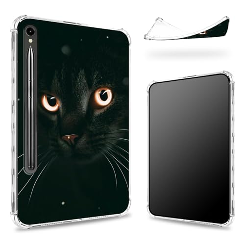 Entworfen für Samsung Galaxy Tab S9 FE 5G 11 Zoll 2023 Hülle mit S-Stifthalter, transparente Rückseite mit schwarzem Katzen-Glitzer, schlanke, weiche TPU-Stoßdämpferabdeckung Entworfen für Samsung Galaxy Tab S9 FE 5G 11 Zoll 2023 Hülle mit S-Stifthalter, transparente Rückseite mit schwarzem Katzen-Glitzer, schlanke, weiche TPU-Stoßdämpferabdeckung von BWEGRHE
