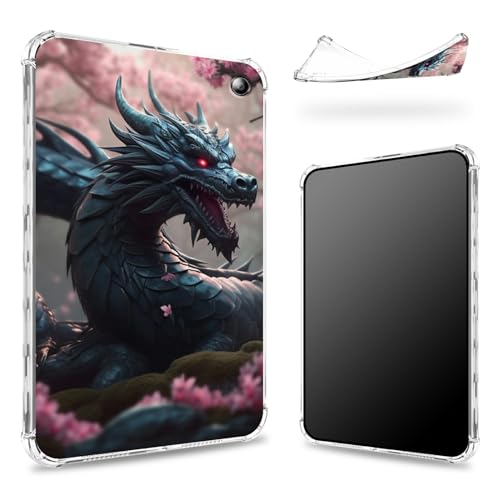 Entworfen für das Kindle Fire HD 10 Tablet (13. Generation, Version 2023), 25,7 cm (10,1 Zoll), transparente Rückseite mit Drachenrosa Sakura, schlanker, weicher TPU-Eckenschutz, stoßfeste von BWEGRHE