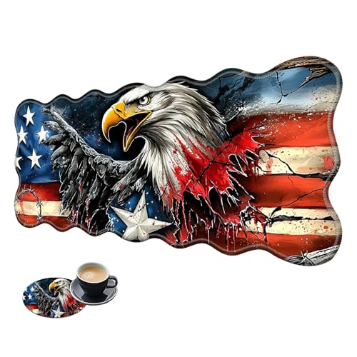 Extra großes Gaming-Mauspad, XL-Schreibtischunterlage (31,5 x 11,8 cm) mit genähten Kanten, Adler, amerikanische Flagge, rutschfestes, erweitertes Mauspad, Tastatur-Mauspad, weiche, lange von BWEGRHE