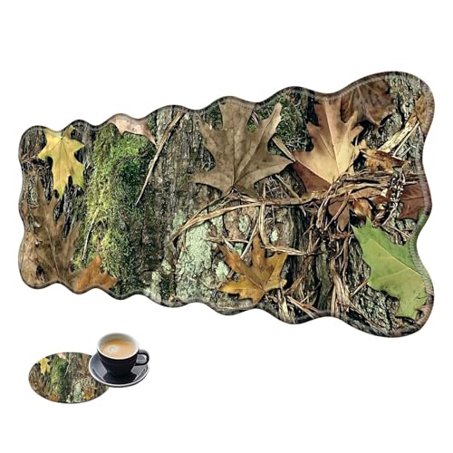 Extra großes Gaming-Mauspad, XL-Schreibtischunterlage (31,5 x 11,8 cm) mit genähten Kanten, Camouflage-Baum, rutschfestes, erweitertes Mauspad, Tastatur-Mauspad, weiche lange Schreibtischunterlage für von BWEGRHE