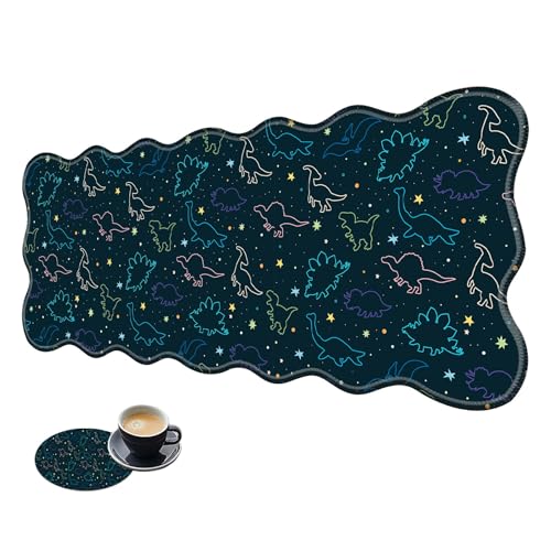 Extra großes Gaming-Mauspad, XL-Schreibtischunterlage (31,5 x 11,8 cm) mit genähten Kanten, Dinosaurier, rutschfestes, verlängertes Mauspad, Tastatur-Mauspad, weiche lange Schreibtischunterlage für von BWEGRHE