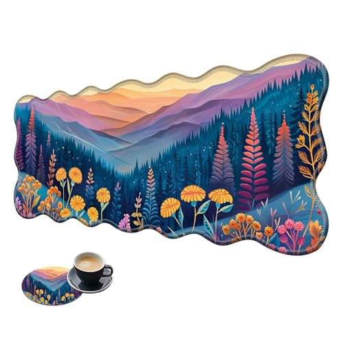 Extra großes Gaming-Mauspad, XL-Schreibtischunterlage (31,5 x 11,8 cm) mit genähten Kanten, Landschaftsmalerei, rutschfestes, erweitertes Mauspad, Tastatur-Mauspad, weiche lange Schreibtischunterlage von BWEGRHE
