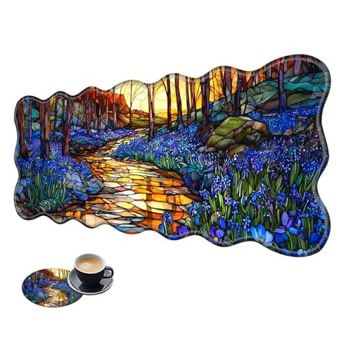 Extra großes Gaming-Mauspad, XL-Schreibtischunterlage (31,5 x 11,8 cm) mit genähten Kanten, Landstraße, Glas, rutschfestes, erweitertes Mauspad, Tastatur-Mauspad, weiche, lange Schreibtischunterlage von BWEGRHE