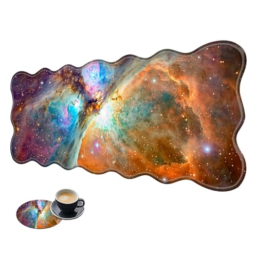 Extra großes Gaming-Mauspad, XL-Schreibtischunterlage (31,5 x 11,8 cm) mit genähten Kanten, Sternenhimmel, rutschfestes, erweitertes Mauspad, Tastatur-Mauspad, weiche lange Schreibtischunterlage für von BWEGRHE