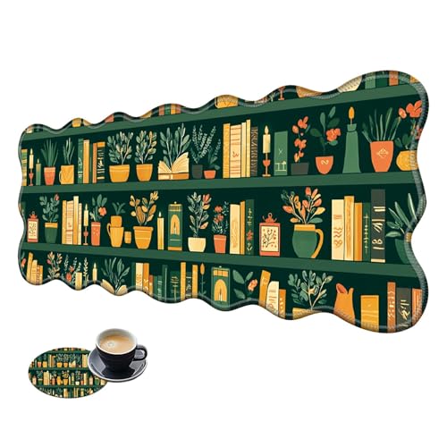 Extra großes Gaming-Mauspad, XL-Schreibtischunterlage (31,5 x 11,8 cm) mit genähten Kanten, Topfpflanzen-Bücherregal, rutschfestes, erweitertes Mauspad, Tastatur-Mauspad, weiche, lange von BWEGRHE