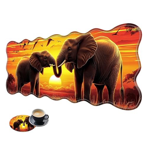 Extra großes Gaming-Mauspad, XL-Schreibtischunterlage (80 x 30 cm) mit genähten Kanten, Elefanten-Sonnenuntergang, rutschfestes, verlängertes Mauspad, Tastatur-Mauspad, weiche, lange von BWEGRHE