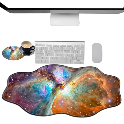 Extra großes Gaming-Mauspad, XXL-Schreibtischunterlage (35,4 x 15,7 cm) mit genähten Kanten, Sternenhimmel, rutschfestes, erweitertes Mauspad, Tastatur-Mauspad, weiche lange Schreibtischunterlage für von BWEGRHE