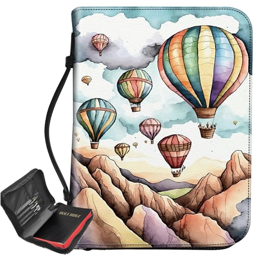 Heißluftballon-Bibelhülle, großer Bibelschutz, Trage-Bibel-Tragetasche mit Reißverschluss und Innentaschen, christliches Geschenk für Männer und Frauen von BWEGRHE