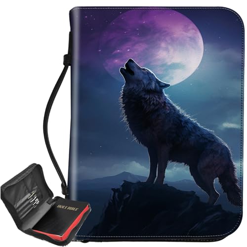 Heulende Bibelhülle mit Wolf, großer Bibelschutz, Tragegriff, Bibel-Tragetasche mit Reißverschluss und Innentaschen, christliches Geschenk für Männer und Frauen Heulende Bibelhülle mit Wolf, großer Bibelschutz, Tragegriff, Bibel-Tragetasche mit Reißverschluss und Innentaschen, christliches Geschenk für Männer und Frauen von BWEGRHE