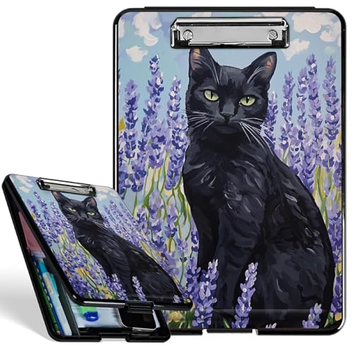 Kunststoff-Aufbewahrungs-Klemmbrett mit starkem Clip, Katze, Lavendel, langlebig, Krankenschwestern, Klemmbrett für A4-Papier, robustes Klemmbrett mit Aufbewahrungs-Schreibfläche für Büro, Schule Kunststoff-Aufbewahrungs-Klemmbrett mit starkem Clip, Katze, Lavendel, langlebig, Krankenschwestern, Klemmbrett für A4-Papier, robustes Klemmbrett mit Aufbewahrungs-Schreibfläche für Büro, Schule von BWEGRHE
