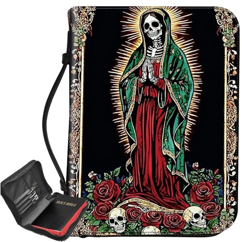 Maria-Totenkopf-Bibelhülle, großer Bibelschutz, Tragegriff, Bibel-Tragetasche mit Reißverschluss und Innentaschen, christliches Geschenk für Männer und Frauen Maria-Totenkopf-Bibelhülle, großer Bibelschutz, Tragegriff, Bibel-Tragetasche mit Reißverschluss und Innentaschen, christliches Geschenk für Männer und Frauen von BWEGRHE