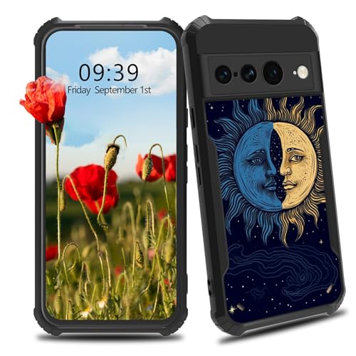 Moon Sun Gothic Design für Google Pixel 7 Pro Handyhülle, Männer Frauen Slim Fit Hartplastik Stoßstange Ecke Stoßfest Anti-Kratzen Schutzhülle für Google Pixel 7 Pro von BWEGRHE