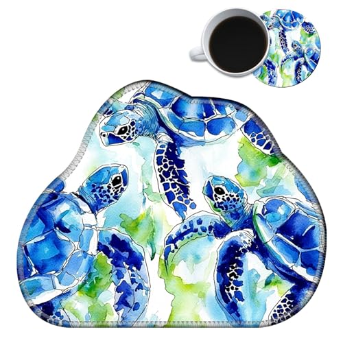 Niedliches Mauspad in Wolkenform mit genähten Kanten, blaue Aquarell-Schildkröte, weiche, kleine Schreibtischunterlage für Arbeit und Reisen, rutschfestes Gaming-Mauspad, kreatives Computer-Mauspad Niedliches Mauspad in Wolkenform mit genähten Kanten, blaue Aquarell-Schildkröte, weiche, kleine Schreibtischunterlage für Arbeit und Reisen, rutschfestes Gaming-Mauspad, kreatives Computer-Mauspad von BWEGRHE