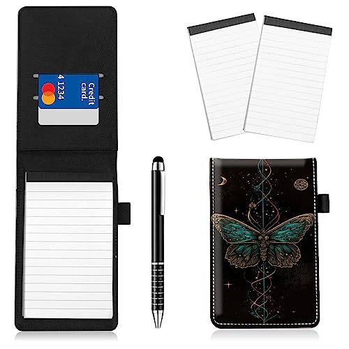 Notizblockhalter im Taschenformat, PU-Leder, Mini-Notizblöcke, Einband mit 2 kleinen Notizblöcken und Eingabestift, 13,7 x 8,6 cm, für Büro, Reporter, Polizei, Nachrichten, Studenten, Schmetterling Notizblockhalter im Taschenformat, PU-Leder, Mini-Notizblöcke, Einband mit 2 kleinen Notizblöcken und Eingabestift, 13,7 x 8,6 cm, für Büro, Reporter, Polizei, Nachrichten, Studenten, Schmetterling von BWEGRHE