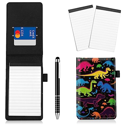 Notizblockhalter im Taschenformat, PU-Leder, Mini-Notizblöcke, Einband mit 2 kleinen Notizblöcken und Eingabestift, 13,7 x 8,6 cm, für Büro, Reporter, Polizei, Nachrichten, Studenten, Dinosaurier Notizblockhalter im Taschenformat, PU-Leder, Mini-Notizblöcke, Einband mit 2 kleinen Notizblöcken und Eingabestift, 13,7 x 8,6 cm, für Büro, Reporter, Polizei, Nachrichten, Studenten, Dinosaurier von BWEGRHE