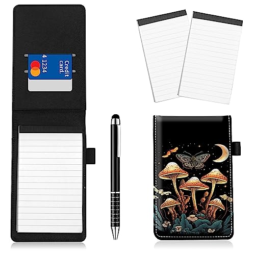 Notizblockhalter im Taschenformat, PU-Leder, Mini-Notizblöcke, Einband mit 2 kleinen Notizblöcken und Eingabestift, 13,7 x 8,6 cm, für Büro, Reporter, Polizei, Nachrichten, Studenten, Pilz, Motte Mond Notizblockhalter im Taschenformat, PU-Leder, Mini-Notizblöcke, Einband mit 2 kleinen Notizblöcken und Eingabestift, 13,7 x 8,6 cm, für Büro, Reporter, Polizei, Nachrichten, Studenten, Pilz, Motte Mond von BWEGRHE
