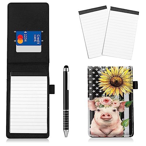 Notizblockhalter im Taschenformat, PU-Leder, Mini-Notizblöcke, Einband mit 2 kleinen Notizblöcken und Eingabestift, 13,7 x 8,6 cm, für Büro, Reporter, Polizei, Nachrichten, Studenten, Schweine-Flagge Notizblockhalter im Taschenformat, PU-Leder, Mini-Notizblöcke, Einband mit 2 kleinen Notizblöcken und Eingabestift, 13,7 x 8,6 cm, für Büro, Reporter, Polizei, Nachrichten, Studenten, Schweine-Flagge von BWEGRHE