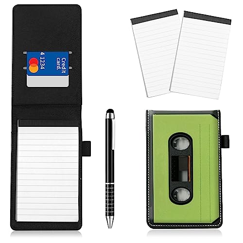 Notizblockhalter im Taschenformat, PU-Leder, Mini-Notizblöcke, Einband mit 2 kleinen Notizblöcken und Eingabestift, 13,7 x 8,6 cm, für Büro, Reporter, Polizei, Nachrichten, Studenten, grüne Notizblockhalter im Taschenformat, PU-Leder, Mini-Notizblöcke, Einband mit 2 kleinen Notizblöcken und Eingabestift, 13,7 x 8,6 cm, für Büro, Reporter, Polizei, Nachrichten, Studenten, grüne von BWEGRHE