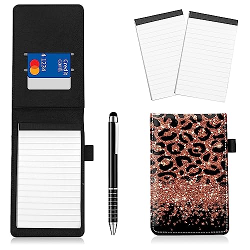 Notizblockhalter im Taschenformat, PU-Leder, Mini-Notizblöcke, Hülle mit 2 kleinen Notizblöcken und Eingabestift, 13,7 x 8,6 cm, für Büro, Reporter, Polizei, Nachrichten, Studenten, Leoparden-Glitzer Notizblockhalter im Taschenformat, PU-Leder, Mini-Notizblöcke, Hülle mit 2 kleinen Notizblöcken und Eingabestift, 13,7 x 8,6 cm, für Büro, Reporter, Polizei, Nachrichten, Studenten, Leoparden-Glitzer von BWEGRHE