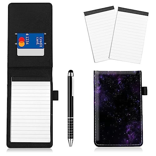Notizblockhalter im Taschenformat, PU-Leder, Mini-Notizblöcke, Hülle mit 2 kleinen Notizblöcken und Eingabestift, 13,7 x 8,6 cm, für Büro, Reporter, Polizei, Nachrichten, Studenten, Violette Galaxie Notizblockhalter im Taschenformat, PU-Leder, Mini-Notizblöcke, Hülle mit 2 kleinen Notizblöcken und Eingabestift, 13,7 x 8,6 cm, für Büro, Reporter, Polizei, Nachrichten, Studenten, Violette Galaxie von BWEGRHE