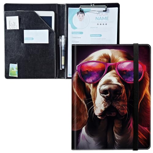 Padfolio mit Klemmbrett, PU-Leder-Portfolio-Mappe, A4-Größe, Schreib-Klemmbrett, Aufbewahrung mit Notizblock/Visitenkarte/Bargeldtaschen für Business, Schule, Büro, Hundebrille Padfolio mit Klemmbrett, PU-Leder-Portfolio-Mappe, A4-Größe, Schreib-Klemmbrett, Aufbewahrung mit Notizblock/Visitenkarte/Bargeldtaschen für Business, Schule, Büro, Hundebrille von BWEGRHE
