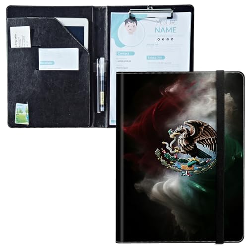 Padfolio mit Klemmbrett, PU-Leder-Portfolio-Mappe, A4-Größe, Schreibklemmbrett, Aufbewahrung mit Notizblock/Visitenkarte/Bargeldtaschen für Business, Schule, Büro, Mexiko-Flagge Padfolio mit Klemmbrett, PU-Leder-Portfolio-Mappe, A4-Größe, Schreibklemmbrett, Aufbewahrung mit Notizblock/Visitenkarte/Bargeldtaschen für Business, Schule, Büro, Mexiko-Flagge von BWEGRHE