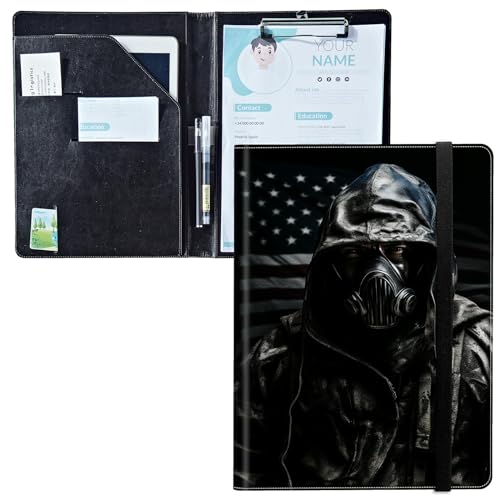 Padfolio mit Klemmbrett, PU-Leder-Portfolio-Ordner, A4-Größe, Schreibklemmbrett, Aufbewahrung mit Notizblock/Visitenkarte/Bargeldtaschen für Business, Schule, Büro, Biohazard Warrior Flag Padfolio mit Klemmbrett, PU-Leder-Portfolio-Ordner, A4-Größe, Schreibklemmbrett, Aufbewahrung mit Notizblock/Visitenkarte/Bargeldtaschen für Business, Schule, Büro, Biohazard Warrior Flag von BWEGRHE