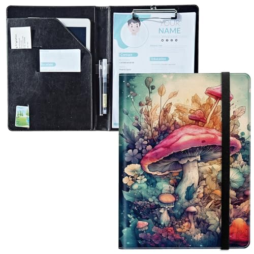 Padfolio mit Klemmbrett, PU-Leder-Portfolio-Ordner, A4-Größe, Schreibklemmbrett, Aufbewahrung mit Notizblock/Visitenkarte/Bargeldtaschen für Business, Schule, Büro, Herbstpilze Padfolio mit Klemmbrett, PU-Leder-Portfolio-Ordner, A4-Größe, Schreibklemmbrett, Aufbewahrung mit Notizblock/Visitenkarte/Bargeldtaschen für Business, Schule, Büro, Herbstpilze von BWEGRHE