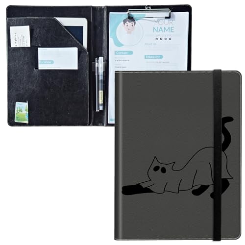 Padfolio mit Klemmbrett, PU-Leder-Portfolio-Ordner, A4-Größe, Schreibklemmbrett, Aufbewahrung mit Notizblock/Visitenkarte/Bargeldtaschen für Business, Schule, Büro, Katzengeister Padfolio mit Klemmbrett, PU-Leder-Portfolio-Ordner, A4-Größe, Schreibklemmbrett, Aufbewahrung mit Notizblock/Visitenkarte/Bargeldtaschen für Business, Schule, Büro, Katzengeister von BWEGRHE