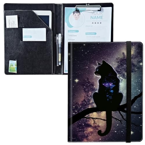 Padfolio mit Klemmbrett, PU-Leder-Portfolio-Ordner, A4-Größe, Schreibklemmbrett, Aufbewahrung mit Notizblock/Visitenkarte/Bargeldtaschen für Business, Schule, Büro, Katzennebel Padfolio mit Klemmbrett, PU-Leder-Portfolio-Ordner, A4-Größe, Schreibklemmbrett, Aufbewahrung mit Notizblock/Visitenkarte/Bargeldtaschen für Business, Schule, Büro, Katzennebel von BWEGRHE