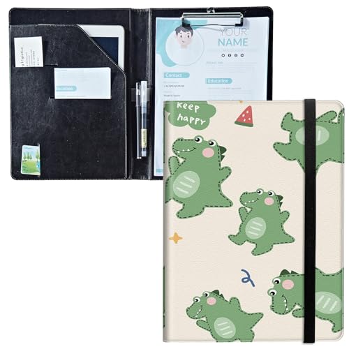 Padfolio mit Klemmbrett, PU-Leder-Portfolio-Ordner, A4-Größe, Schreibklemmbrett, Aufbewahrung mit Notizblock/Visitenkarte/Bargeldtaschen für Business, Schule, Büro, Keep Happy Dinosaurs Padfolio mit Klemmbrett, PU-Leder-Portfolio-Ordner, A4-Größe, Schreibklemmbrett, Aufbewahrung mit Notizblock/Visitenkarte/Bargeldtaschen für Business, Schule, Büro, Keep Happy Dinosaurs von BWEGRHE