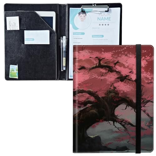 Padfolio mit Klemmbrett, PU-Leder-Portfolio-Ordner, A4-Größe, Schreibklemmbrett, Aufbewahrung mit Notizblock/Visitenkarte/Bargeldtaschen für Business, Schule, Büro, Sakura Kirschbaum Padfolio mit Klemmbrett, PU-Leder-Portfolio-Ordner, A4-Größe, Schreibklemmbrett, Aufbewahrung mit Notizblock/Visitenkarte/Bargeldtaschen für Business, Schule, Büro, Sakura Kirschbaum von BWEGRHE