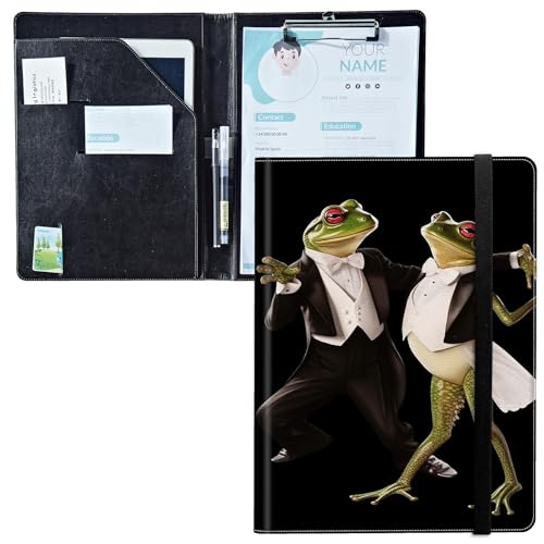 Padfolio mit Klemmbrett, PU-Leder-Portfolio-Ordner, A4-Größe, Schreibklemmbrett, Aufbewahrung mit Notizblock/Visitenkarte/Bargeldtaschen für Business, Schule, Büro, Tanzfrösche Padfolio mit Klemmbrett, PU-Leder-Portfolio-Ordner, A4-Größe, Schreibklemmbrett, Aufbewahrung mit Notizblock/Visitenkarte/Bargeldtaschen für Business, Schule, Büro, Tanzfrösche von BWEGRHE