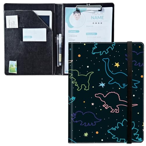 Padfolio mit Klemmbrett, PU-Leder-Portfolio-Ordner, A4-Größe, Schreibklemmbrett, Aufbewahrung mit Notizblock/Visitenkarte/Bargeldtaschen für Business, Schule, Büro, lustige Dinosaurier Padfolio mit Klemmbrett, PU-Leder-Portfolio-Ordner, A4-Größe, Schreibklemmbrett, Aufbewahrung mit Notizblock/Visitenkarte/Bargeldtaschen für Business, Schule, Büro, lustige Dinosaurier von BWEGRHE