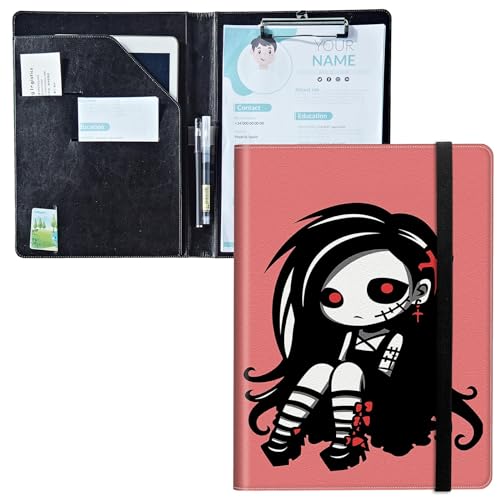 Padfolio mit Klemmbrett, PU-Leder-Portfolio-Ordner, A4-Größe, Schreibklemmbrett, Aufbewahrung mit Notizblock/Visitenkarte/Bargeldtaschen für Business, Schule, Büro, süßes Zombie-Mädchen Padfolio mit Klemmbrett, PU-Leder-Portfolio-Ordner, A4-Größe, Schreibklemmbrett, Aufbewahrung mit Notizblock/Visitenkarte/Bargeldtaschen für Business, Schule, Büro, süßes Zombie-Mädchen von BWEGRHE