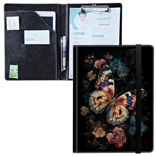 Padfolio mit Klemmbrett, PU-Leder-Portfolio-Ordner, A4-Größe, Schreibklemmbrett, Aufbewahrung mit Notizblock/Visitenkarten/Bargeldfächern für Business, Schule, Büro, bunter Schmetterling Padfolio mit Klemmbrett, PU-Leder-Portfolio-Ordner, A4-Größe, Schreibklemmbrett, Aufbewahrung mit Notizblock/Visitenkarten/Bargeldfächern für Business, Schule, Büro, bunter Schmetterling von BWEGRHE