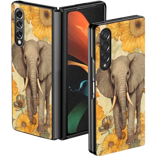 Schlanke Schutzhülle für Galaxy Z Fold 4 5G, harte PC-Schutzhülle für Samsung Galaxy Z Fold 4 mit Sonnenblumen-Elefanten-Design, stoßfeste kabellose Ladehülle für Samsung Z Fold 4 Schlanke Schutzhülle für Galaxy Z Fold 4 5G, harte PC-Schutzhülle für Samsung Galaxy Z Fold 4 mit Sonnenblumen-Elefanten-Design, stoßfeste kabellose Ladehülle für Samsung Z Fold 4 von BWEGRHE