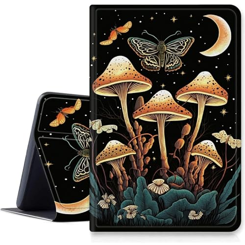 Schutzhülle für Apple iPad Mini 6 2021 (6. Generation), stoßfest, PU-Leder, klappbar, verstellbarer Ständer, mit automatischer Sleep/Wake-Funktion, Pilzmotte und Mond von BWEGRHE