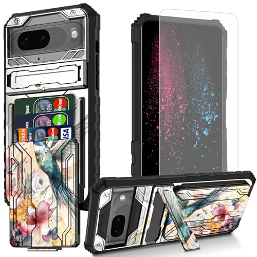 Schutzhülle für Google Pixel 9 Pro, Aquarell-Kolibri-Design, mit Displayschutzfolie, integrierter, abnehmbarer Kartenschlitz, Brieftaschen-Schutzhülle mit Ständer, stoßfeste Schutzhülle für Google Schutzhülle für Google Pixel 9 Pro, Aquarell-Kolibri-Design, mit Displayschutzfolie, integrierter, abnehmbarer Kartenschlitz, Brieftaschen-Schutzhülle mit Ständer, stoßfeste Schutzhülle für Google von BWEGRHE